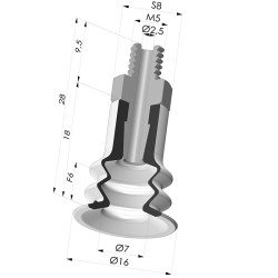 Ventosa 2.5 Fole Série 96 Ø 15MM