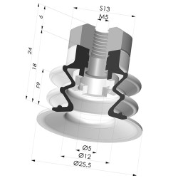 Ventosa 2.5 Fole Série 96 Ø 25MM