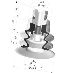 Ventosa 2.5 Fole Série 96 Ø 25MM