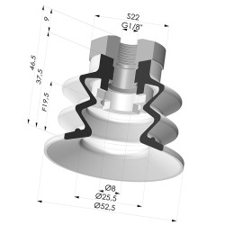 Ventosa 2.5 Fole Série 96 Ø 52MM