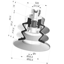 Ventosa 2.5 Fole Série 96 Ø 52MM