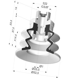 Ventosa 2.5 Fole Série 96 Ø 52MM