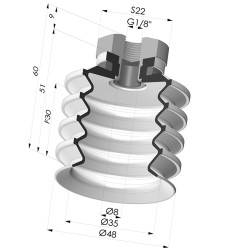 Ventouse 4.5 Soufflets Série 92 Ø 50MM