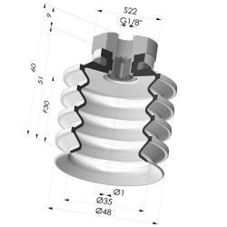 Ventosa 4.5 Fole Série 92 Ø 50MM