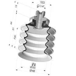 Ventosa 4.5 Fole Série 92 Ø 50MM