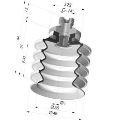 Ventouse 4.5 Soufflets Série 92 Ø 50MM