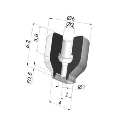 Ventouse oblongue série PFG 4x2 mm