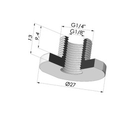 Adaptador - Macho G1/4" - Fêmea G1/8"