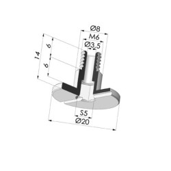 Vis M6 - ØTête 20MM - L 14MM