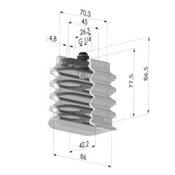 Ventouse Oblongue 4.5 Soufflets Série 4BO 86x42MM - Pal