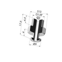 Bocal removível com encaixe macho G1/8" - 9mm de diâmetro