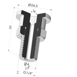 Inserto macho removível de 1/4G com porca