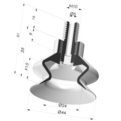 Ventosa 1.5 Fole Série 8A Ø 44MM