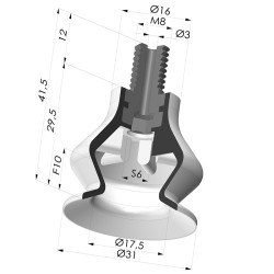Ventosa 1.5 Fole Série 8 Ø 31MM