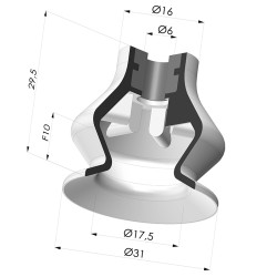 Ventosa 1.5 Fole Série 8 Ø 31MM