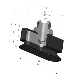 Ventouse Oblongue Série 4RP 50x16MM