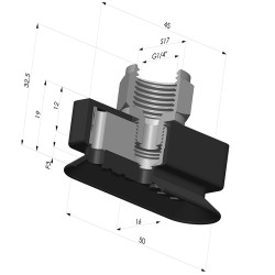 Ventouse Oblongue Série 4RP 50x16MM