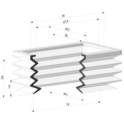 Ventouse Rectangulaire Série 4P 74x44MM