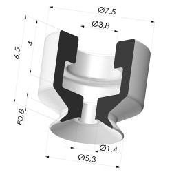 Ventouse plate série PFG Ø 5.3 mm