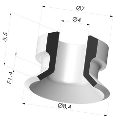 Ventouse plate série PFG Ø 8.4 mm