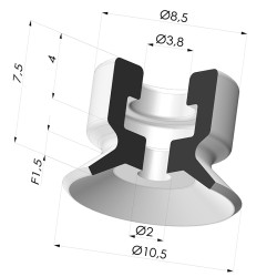 Ventouse plate série PFG Ø 10.5 mm