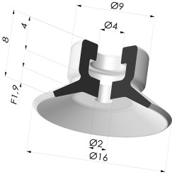 Ventouse plate série PFG Ø 16 mm