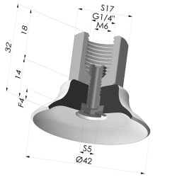 Ventouse plate série PFTF Ø 42 mm
