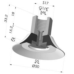 Ventouse plate série PFTF Ø 50 mm