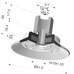 Ventouse plate série PFTF Ø 61.5 mm