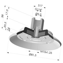 Ventouse plate série PFTF Ø 81.5 mm