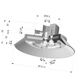 Ventouse plate série PFTF Ø 151.5 mm