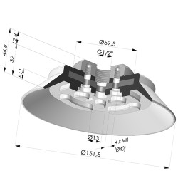 Ventouse plate série PFTF Ø 151.5 mm