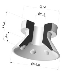 Ventouse plate série VCP Ø 18.8 mm