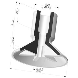 Ventouse plate série VCP Ø 61 mm