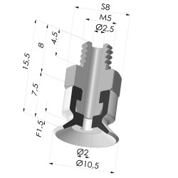 Ventouse plate série PFTM Ø 10.5 mm
