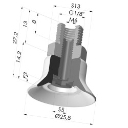 Ventouse plate série PFTM Ø 25.8 mm