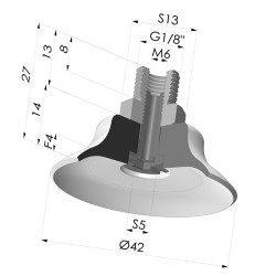 Ventouse plate série PFTM Ø 42 mm