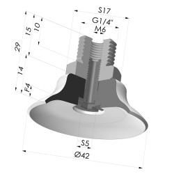 Ventouse plate série PFTM Ø 42 mm