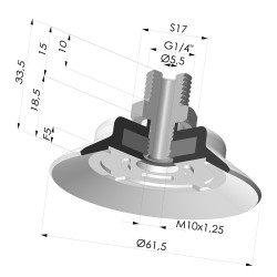 Ventouse plate série PFTM Ø 61.5 mm