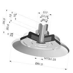 Ventouse plate série PFTM Ø 81.5 mm