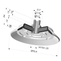 Ventouse plate série PFTM Ø 93.4 mm