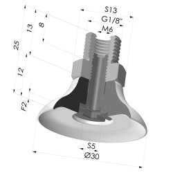 Ventouse plate série PFTM Ø 30 mm