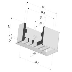 Ventouse Rectangulaire Série 4PB 59.7x29.7MM