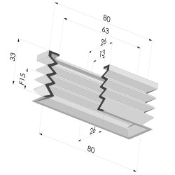 Ventouse Rectangulaire Série 4PA 80x26MM