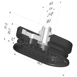 Ventouse Oblongue 1.5 Soufflets Série 4R 63.7x32.8 mm