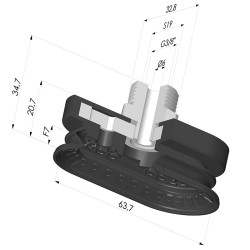 Ventouse Oblongue 1.5 Soufflets Série 4R 63.7x32.8 mm