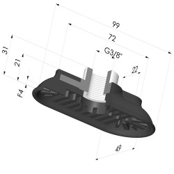 Ventouse Oblongue Série 4R 99x49MM
