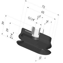 Ventouse Oblongue 1.5 Soufflets Série 4R 72x33MM