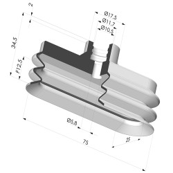 Ventouse Oblongue 2.5 Soufflets Série 4VS 75x25MM