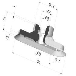 Ventouse Oblongue Série 4V 36x12MM